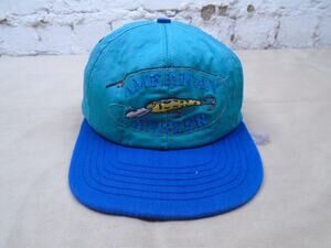 Vintage American Angler Fishing Lure Baseball Hat Cap Snapback Embroidered Blue